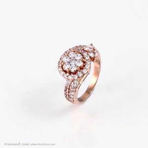 แหวน pink gold ลายดอกไม้+หยดน้ำ